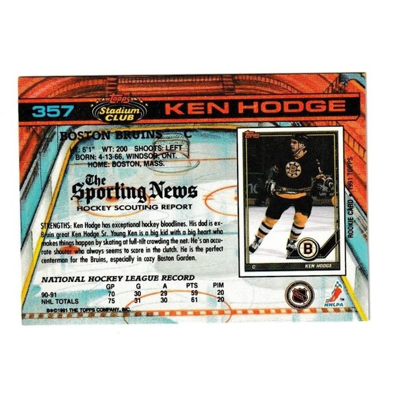 Topps Stadium Club The Sporting News NHL Boston Bruins Collectible Trading Cards - Picture 5 of 14